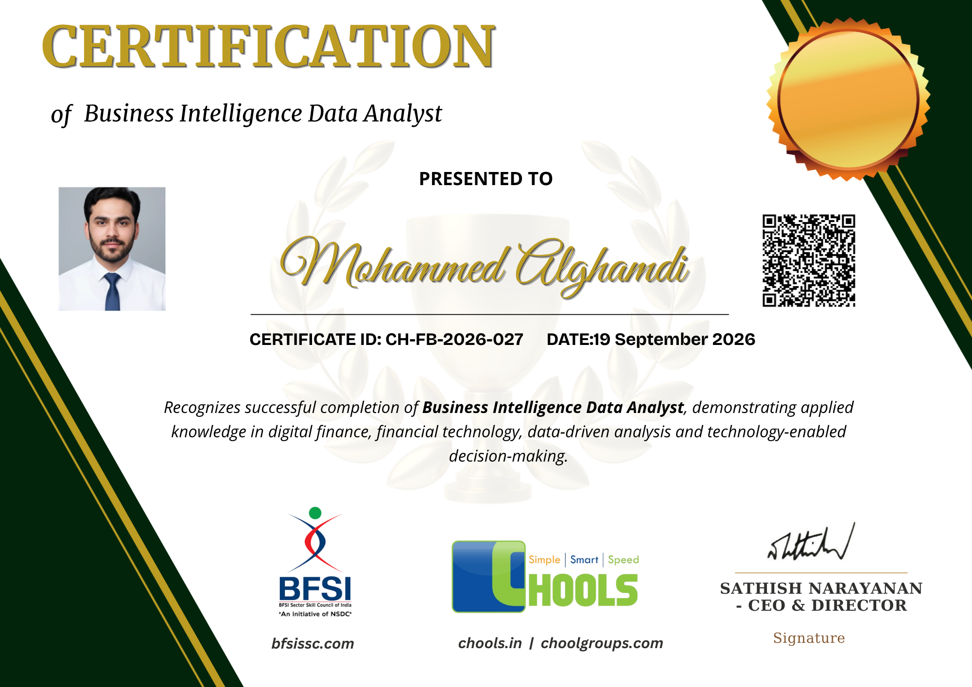 Business Intelligence Data Analyst Certificate